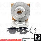 FOR BMW 330d 335i 335d FRONT DRILLED BRAKE DISCS PADS WEAR WIRE SENSOR 348mm