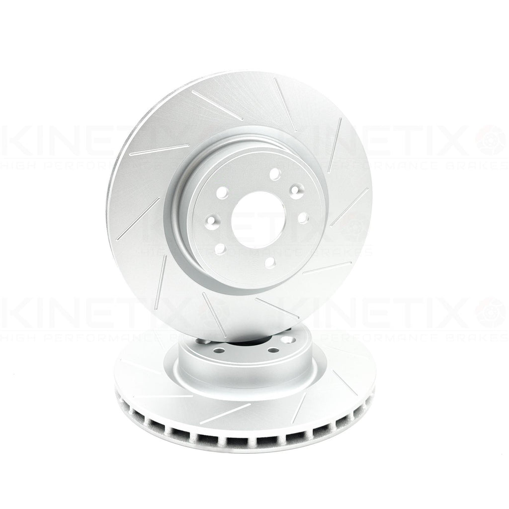 FITS RENAULT MEGANE SPORT RS 265 FRONT CROSS GROOVED BRAKE DISCS PAIR 340mm