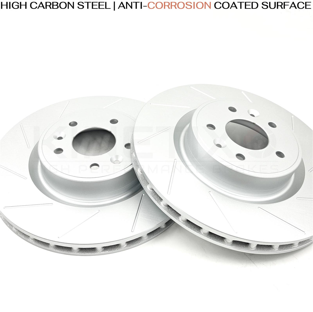 FOR RENAULT MEGANE MK3 SPORT RS250 FRONT GROOVED BRAKE DISCS BREMBO PADS 340mm