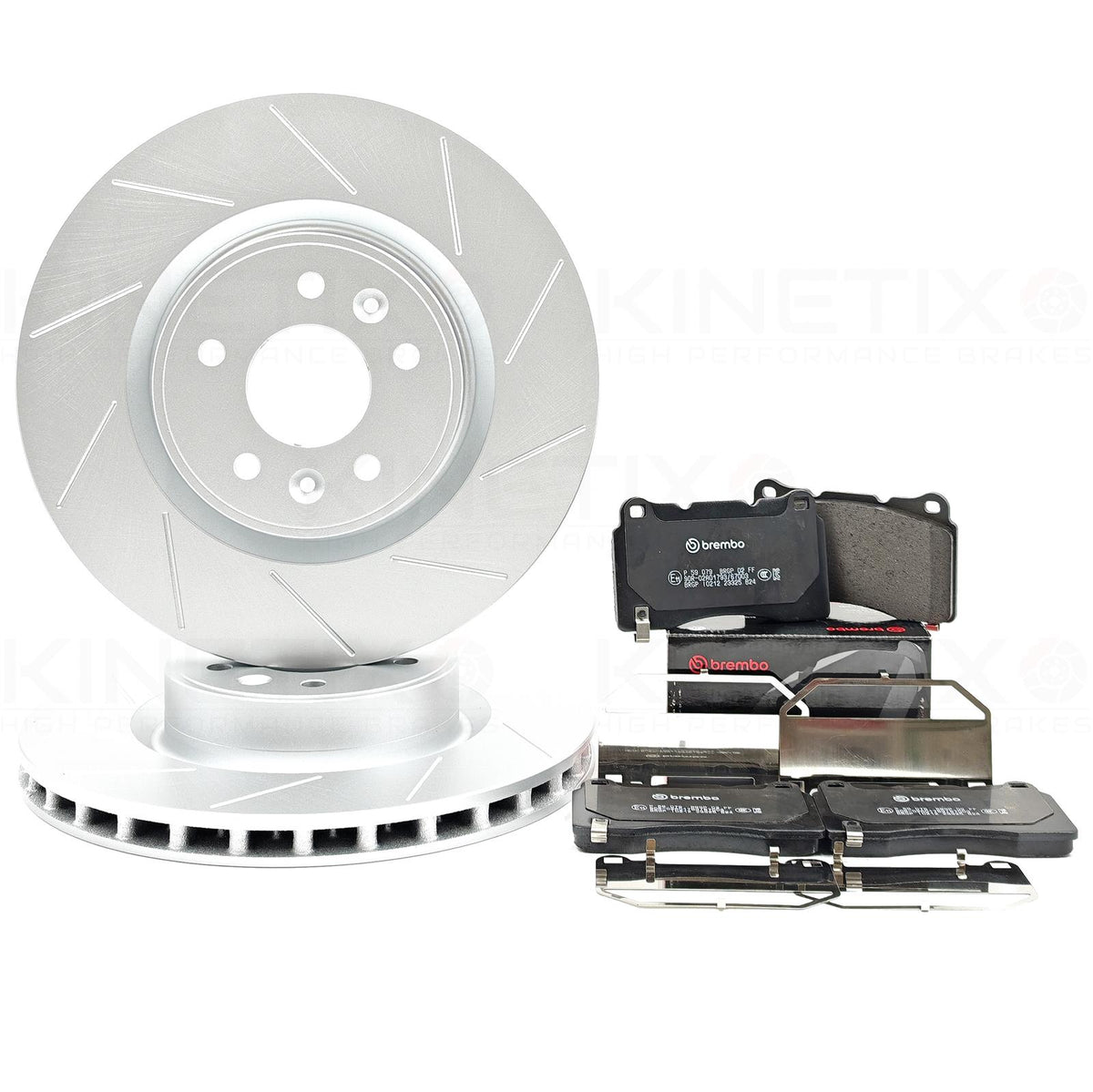 FOR RENAULT MEGANE MK3 SPORT RS265 FRONT GROOVED BRAKE DISCS BREMBO PADS 340mm