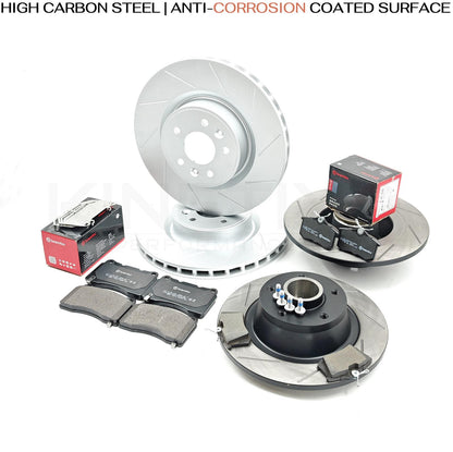 FOR RENAULT MEGANE SPORT RS265 FRONT REAR GROOVED BRAKE DISCS BREMBO PADS FR RR