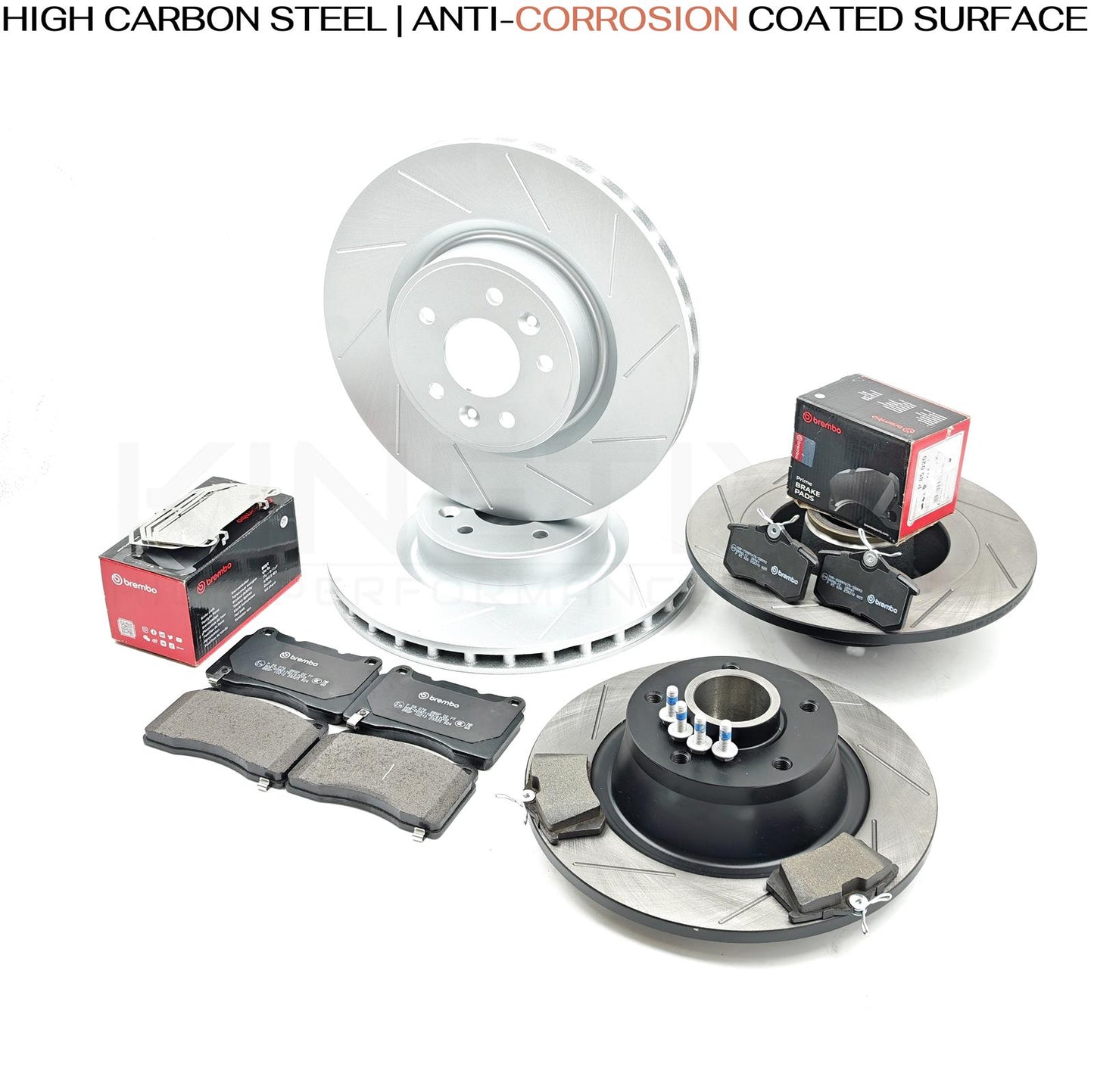 FOR RENAULT MEGANE SPORT RS265 FRONT REAR GROOVED BRAKE DISCS BREMBO PADS FR RR