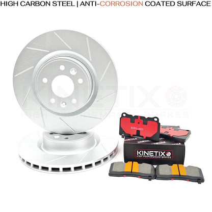FOR MEGANE SPORT RS250 RS265 RS275 GROOVED FRONT BRAKE DISCS CERAMIC PADS 340mm