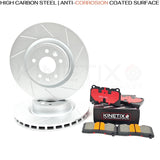 FOR MEGANE SPORT RS250 RS265 RS275 GROOVED FRONT BRAKE DISCS CERAMIC PADS 340mm