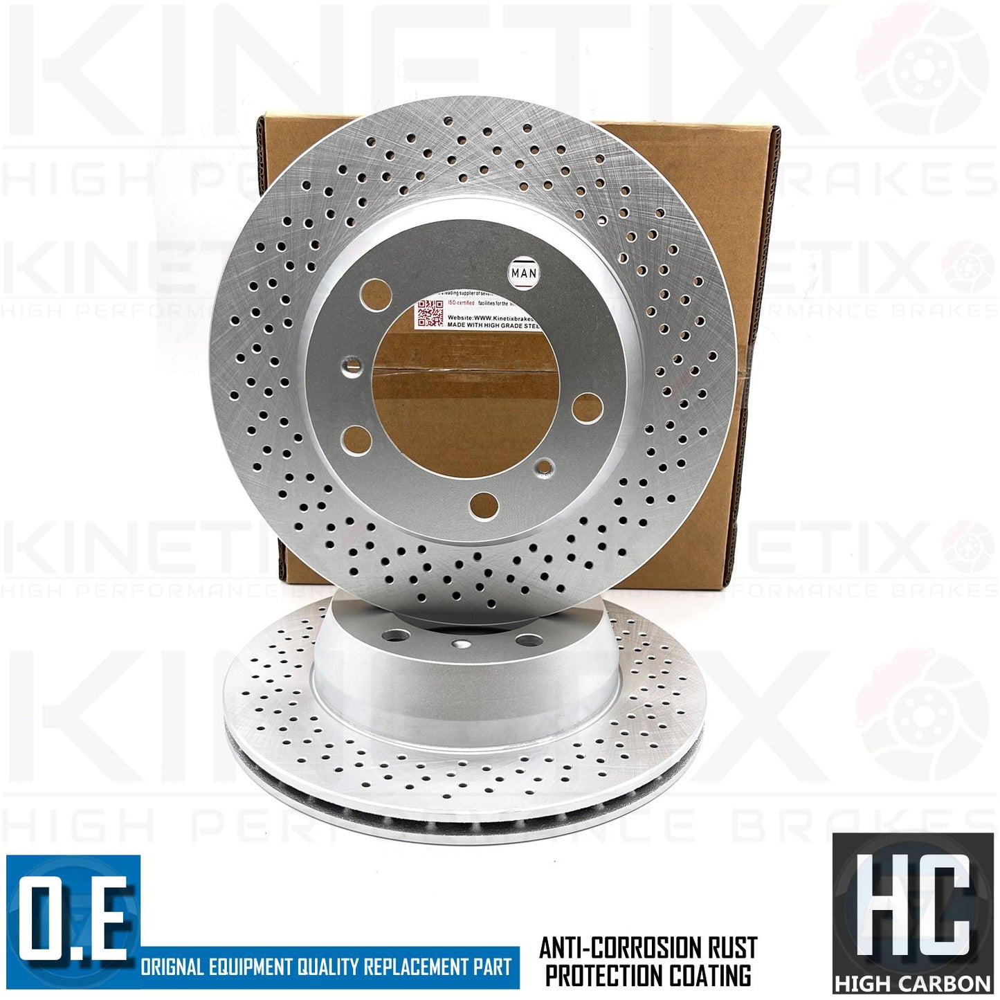 FOR PORSCHE 718 BOXSTER 2.5 S KINETIX DRILLED REAR BRAKE DISCS PAIR 299mm