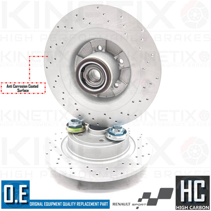 FOR MEGANE SPORT 230 225 R26 REAR DRILLED PERFORMANCE BRAKE DISCS 300mm COMPLETE