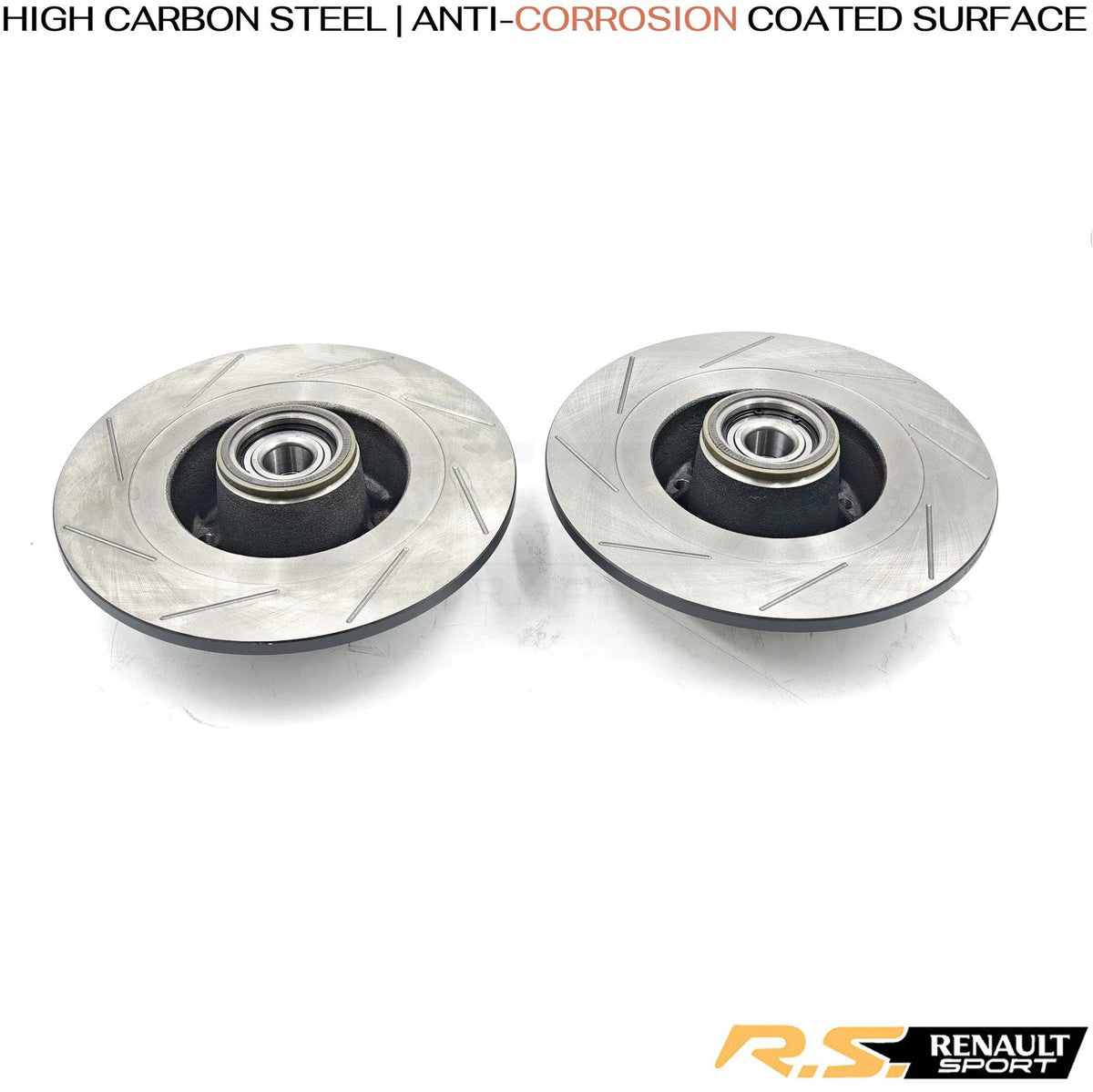 FOR RENAULT MEGANE SPORT RS265 FRONT REAR GROOVED BRAKE DISCS BREMBO PADS FR RR