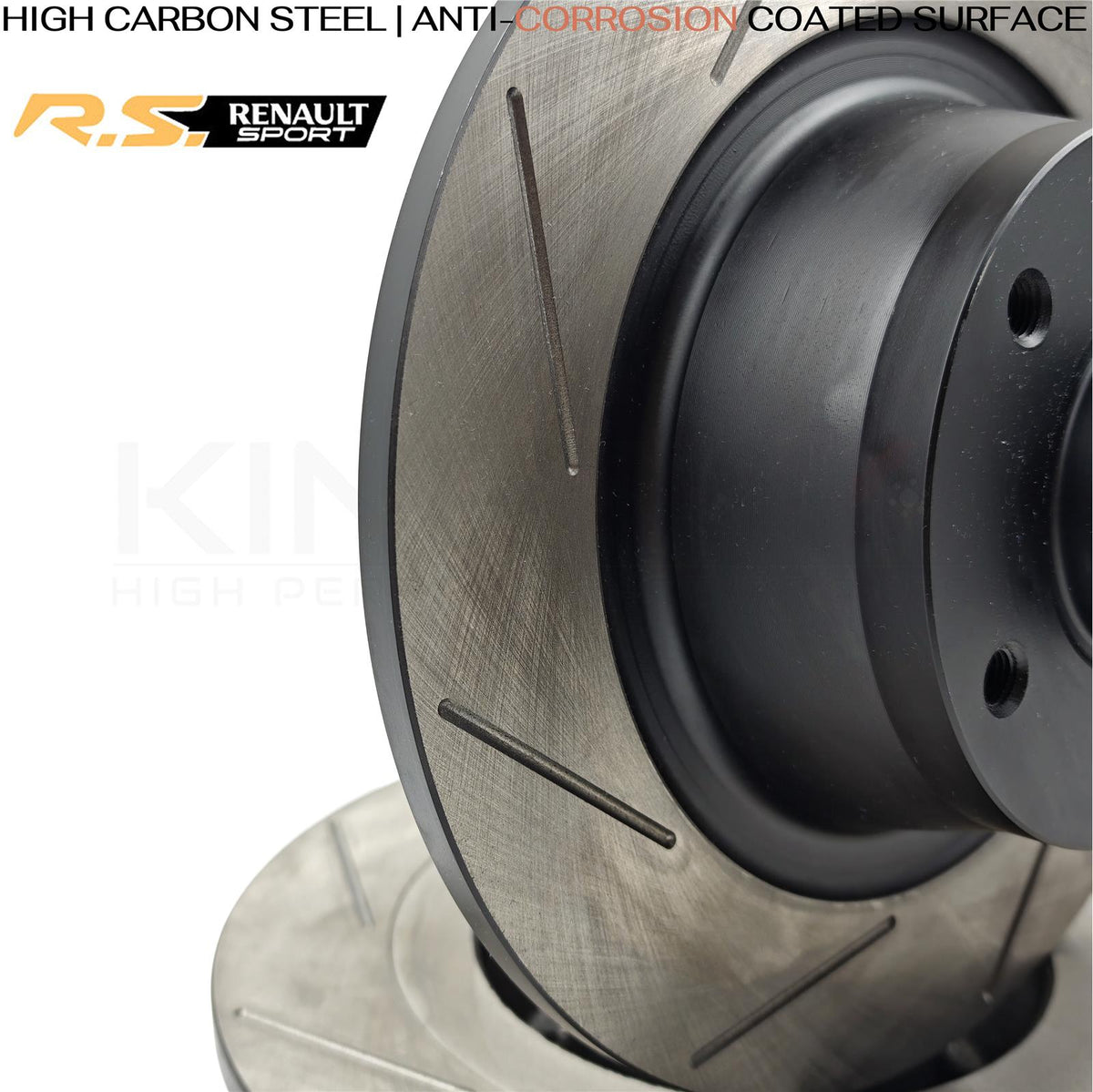 FOR RENAULT MEGANE SPORT RS265 FRONT REAR GROOVED BRAKE DISCS BREMBO PADS FR RR