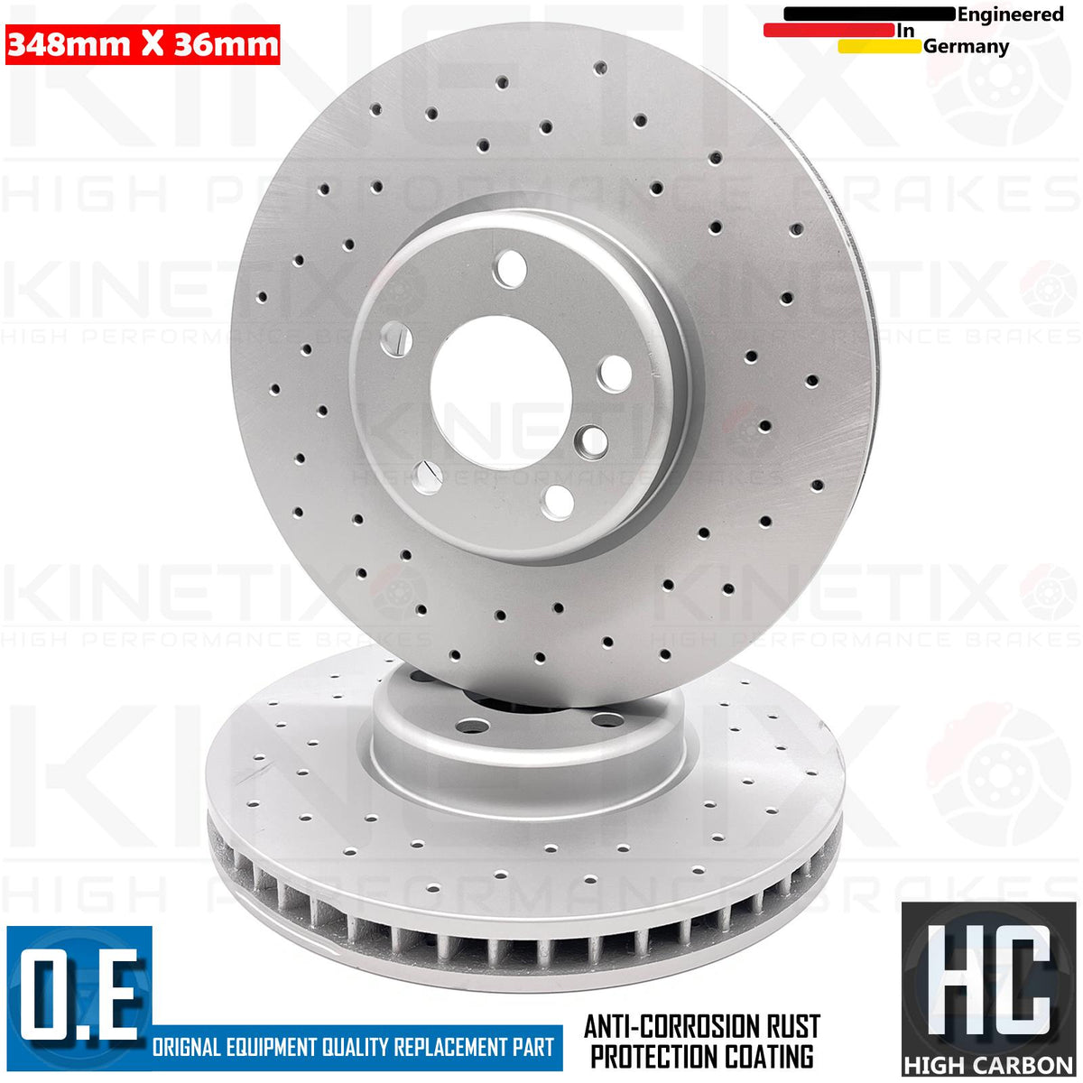 FOR BMW 7 SERIES 730Ld F01 F02 M SPORT DRILLED FRONT BRAKE DISCS TEXTAR PADS 348