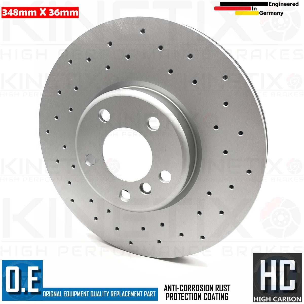 FOR BMW 530i 535i 530d 535d 640i 640d 730d FRONT BRAKE DISCS TEXTAR PADS 348mm