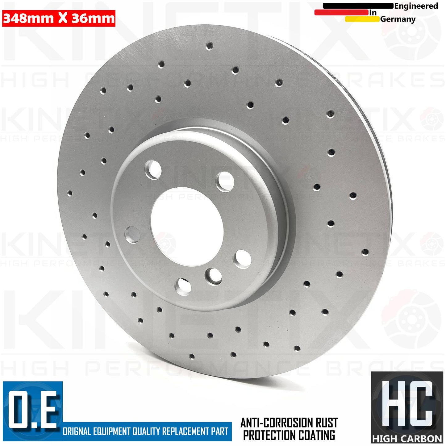 TX105 FOR BMW 5/6/7 SERIES M SPORT CROSS DRILLED FRONT BRAKE DISCS PAIR 348mm