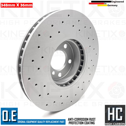 FOR BMW 6 SERIES 640i 640d 2011- FRONT DRILLED KINETIX PERFORMANCE BRAKE DISCS