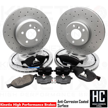 FOR BMW 730D 740d F01 CROSS DRILLED BRAKE DISCS BRAKE PADS FRONT REAR SENSORS