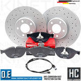 FOR BMW 530d M SPORT F10 FRONT DRILLED BRAKE DISCS MINTEX PADS SENSOR 348mm
