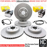 FOR BMW F30 330i M SPORT FRONT REAR BRAKE DISCS TEXTAR PADS SENSORS 340mm 345mm