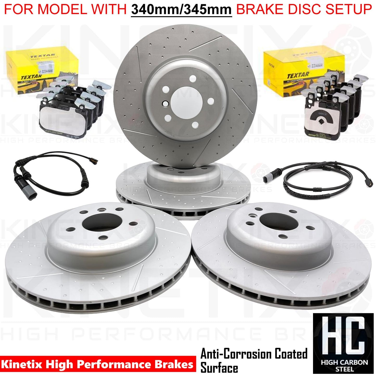 FOR BMW F22 M235i FRONT REAR BRAKE DISCS TEXTAR PADS WEAR SENSORS 340mm 345mm