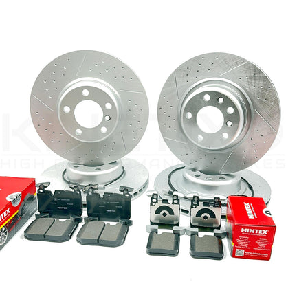 FOR BMW M135i F20 FRONT REAR DIMPLE GROOVED BRAKE DISCS MINTEX PADS WEAR SENSORS
