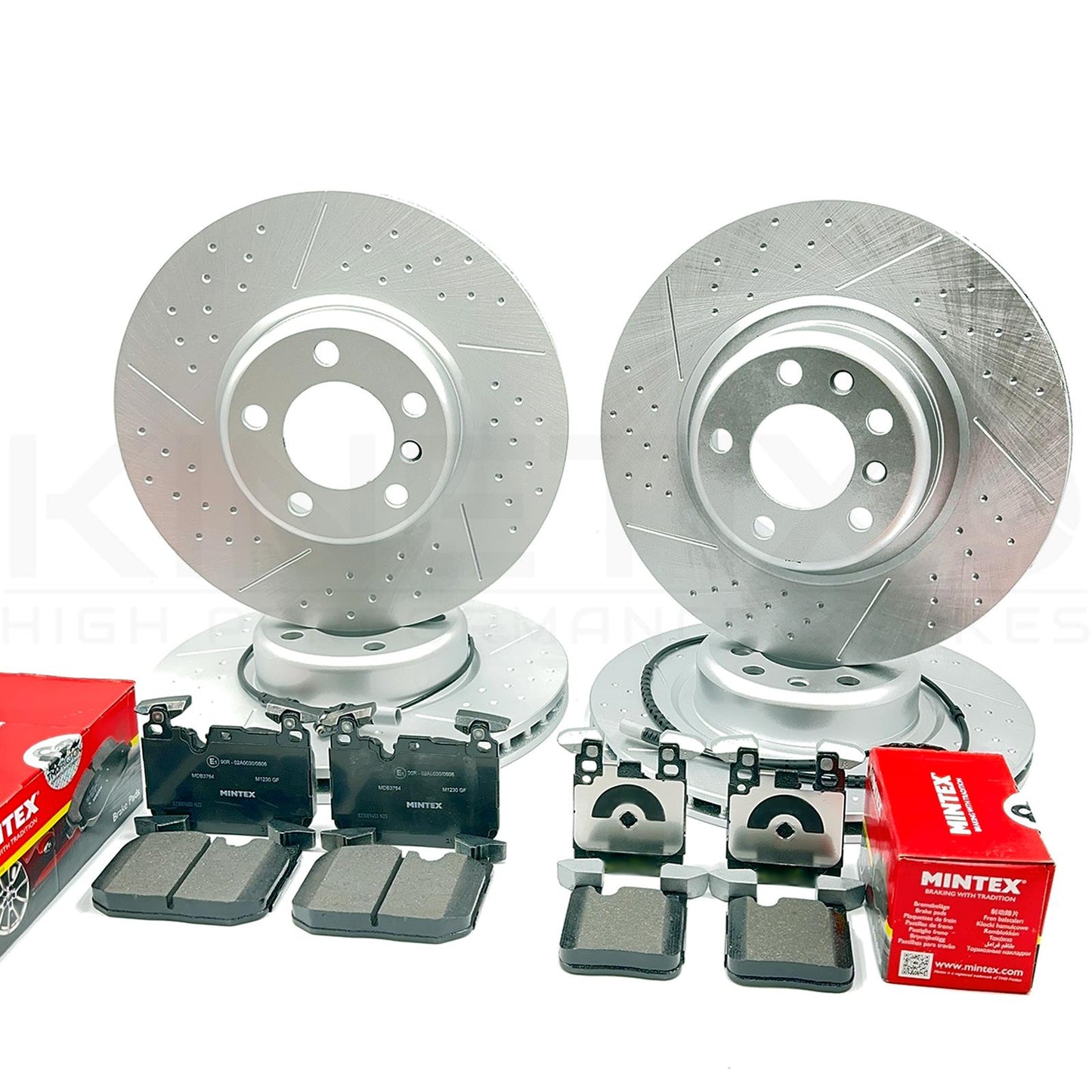FOR BMW M235i F22 FRONT REAR DIMPLE GROOVED BRAKE DISCS MINTEX PADS WEAR SENSORS