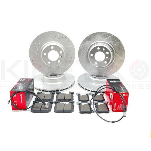 FOR BMW 118i M SPORT FRONT REAR BRAKE DISCS BREMBO PADS SENSORS 340mm 345mm