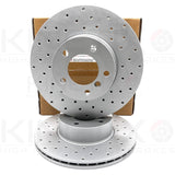 FOR BMW 320d E90 E91 M SPORT FRONT CROSS DRILLED BRAKE DISCS PAIR 312mm COATED