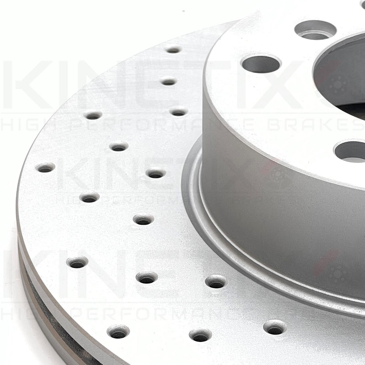 FOR BMW 420d 420i KINETIX FRONT CROSS DRILLED BRAKE DISCS PAIR 312mm COATED