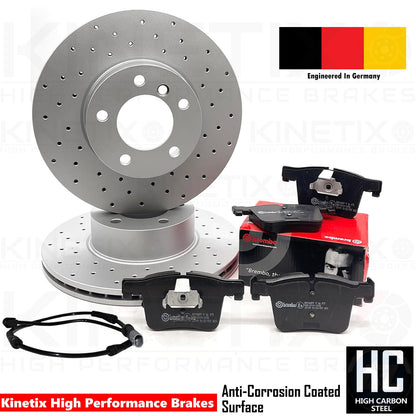 FOR BMW 1 2 3 4 SERIES DRILLED FRONT BRAKE DISCS BREMBO PADS WEAR SENSOR 312mm