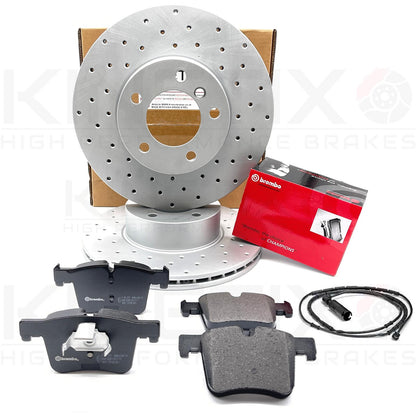 FOR BMW 1 2 3 4 SERIES DRILLED FRONT BRAKE DISCS BREMBO PADS WEAR SENSOR 312mm
