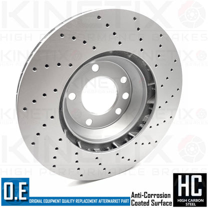 FOR Q7 CAYENNE TOUAREG FRONT REAR CROSS DRILLED PERFORMANCE BRAKE DISCS CERAMIC RACING PADS & WEAR WIRE SENSOR LEADS 350mm 330mm