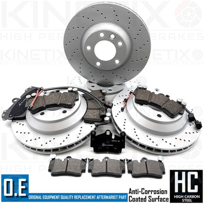 FOR AUDI Q7 4.2 TDI FRONT REAR DRILLED PERFORMANCE BRAKE DISCS PADS WEAR SENSORS