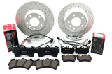 FOR PORSCHE CAYENNE 3.2 DRILLED FRONT REAR BRAKE DISCS BREMBO PADS WEAR SENSORS