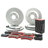 FOR AUDI Q7 FRONT REAR CROSS DRILLED BRAKE DISCS BRAKE PADS WEAR SENSORS 330 350