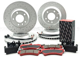 FOR AUDI Q7 FRONT REAR CROSS DRILLED BRAKE DISCS BRAKE PADS WEAR SENSORS 330 350