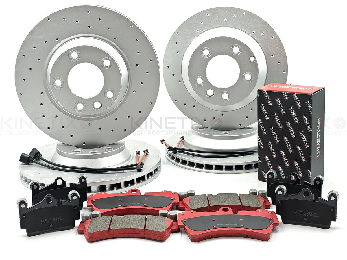 FOR PORSCHE CAYENNE 3.2 2003-2007 DRILLED FRONT REAR BRAKE DISCS PADS & WIRES