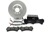 FOR AUDI Q7 3.0 TDI 2006-2015 DRILLED FRONT BRAKE DISCS BREMBO PADS SENSORS
