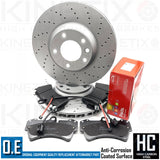 FOR VW TOUAREG 3.0 TDI V6 04-10 DRILLED FRONT BRAKE DISCS APEC PADS SENSORS