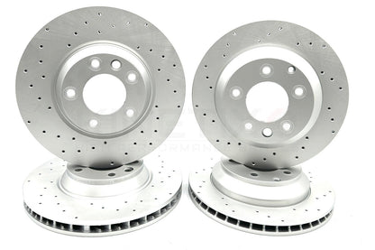 FOR VW TOUAREG 3.6 V6 DRILLED FRONT REAR BRAKE DISCS BREMBO PADS WEAR SENSORS