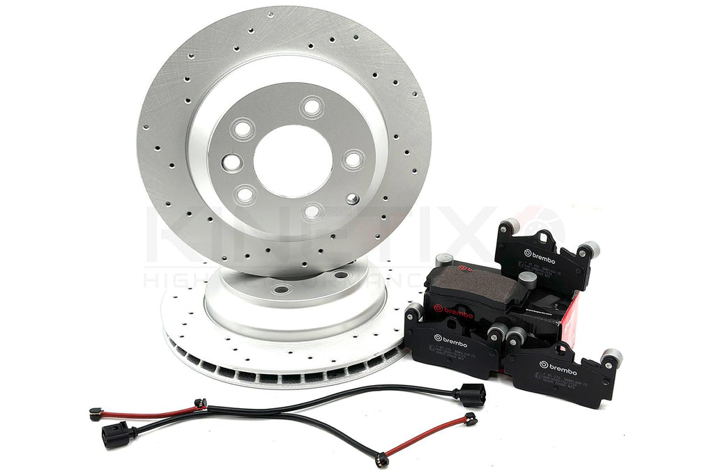 FOR AUDI Q7 4.2 TDI 2007 - 2015 DRILLED REAR BRAKE DISCS BREMBO PADS 330mm