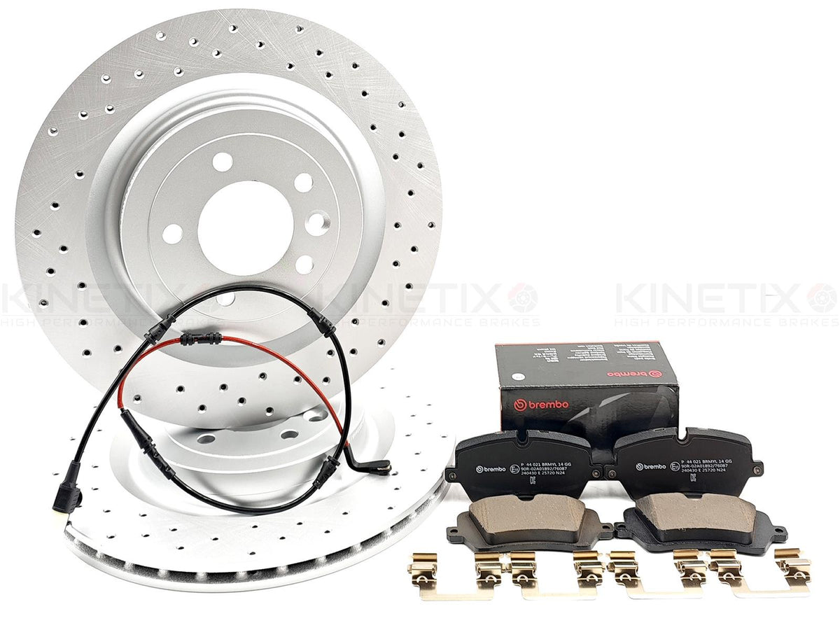 FOR RANGE ROVER 3.0 TDV6 REAR CROSS DRILLED BRAKE DISCS BREMBO PADS SENSOR 365mm
