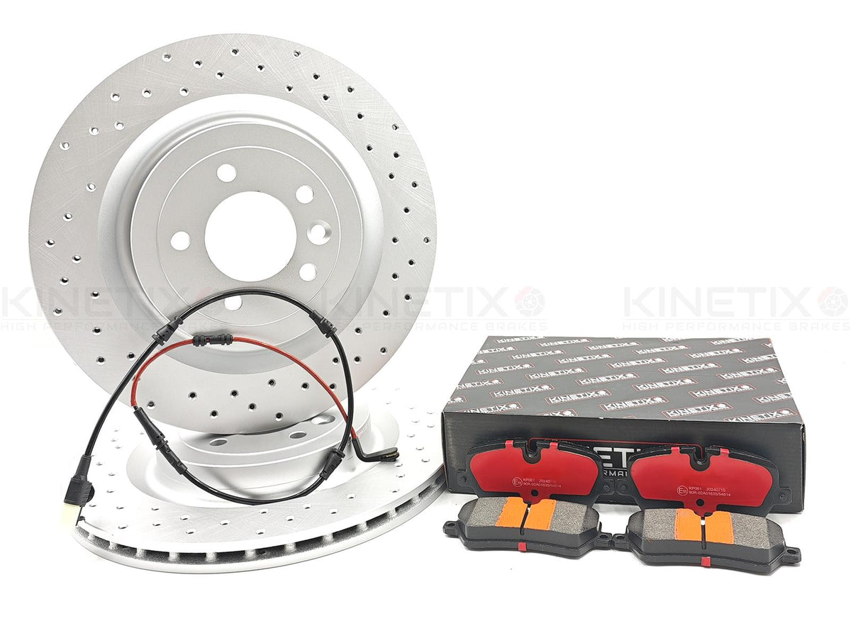 FOR RANGE ROVER SPORT 3.0 SDV6 REAR CROSS DRILLED BRAKE DISCS PADS SENSOR 365mm