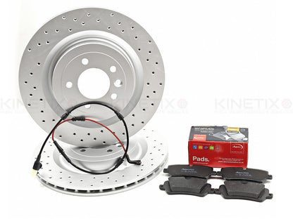 FOR RANGE ROVER SCV8 REAR CROSS DRILLED BRAKE DISCS PADS SENSOR 365mm