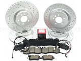 FOR RANGE ROVER SPORT SVR FRONT REAR DRILLED BRAKE DISCS BREMBO PADS WEAR WIRES