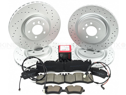 FOR RANGE ROVER SPORT 5.0 SVR FRONT REAR DRILLED BRAKE DISCS BREMBO PADS SENSOR