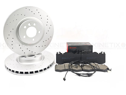 FOR RANGE ROVER SPORT L405 L494 FRONT DRILLED BRAKE DISCS BREMBO PADS SENSOR 380
