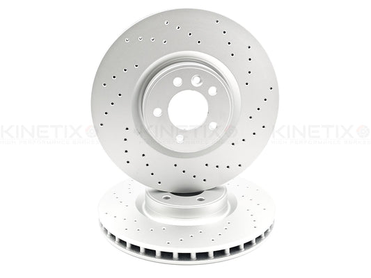 FOR RANGE ROVER SPORT 4.4 SDV8 FRONT CROSS DRILLED BRAKE DISCS PAIR 380mm