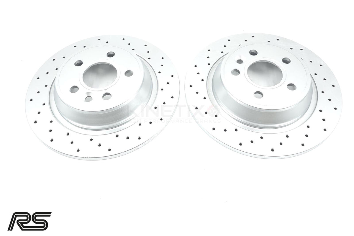 FOR FORD FOCUS 2.5 RS RS500 MK2 CROSS DRILLED REAR BRAKE DISCS 302mm *SOLID*