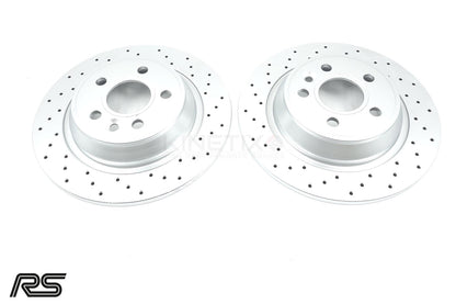 FOR FORD FOCUS 2.5 RS RS500 MK2 CROSS DRILLED REAR BRAKE DISCS 302mm *SOLID*