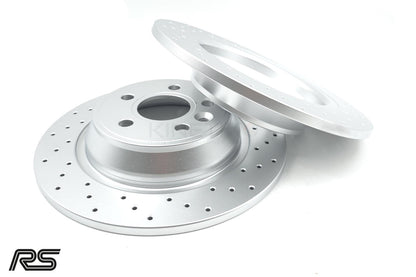 FOR FORD FOCUS 2.5 RS RS500 MK2 CROSS DRILLED REAR BRAKE DISCS 302mm *SOLID*