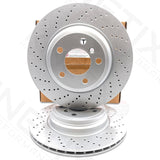 FOR BMW 325d F30 F31 M SPORT DRILLED REAR BRAKE DISCS MINTEX PADS WIRE 330mm