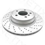 FOR BMW 340i F31 M SPORT COATED CROSS DRILLED REAR BRAKE DISCS PAIR 330mm