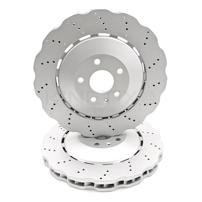 AUDI RSQ3 RS Q3 (2013-2018) CROSS DRILLED WAVEY FRONT BRAKE DISCS PADS 365mm